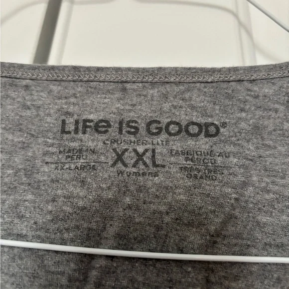 Life Is Good Heather Gray Boxy Tank Top with Floral Design - Picture 3 of 4